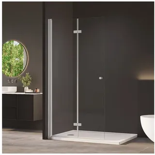 AmuseVera Walk-in-Dusche Duschwand Duschabtrennung Glaswand Faltwand Glas, Sicherheitsglas, (Set, Duschwand für Dusche), Drehfalttür Faltdusche Glaswand Duschfaltwand silberfarben 70 cm x 185 cm
