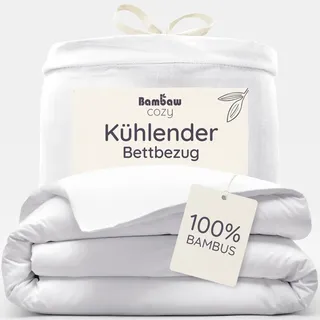 Bambaw Bambus Bettwäsche 135x200 cm, Bettbezug Sommer, Bettwäsche 135x200 kühlend, hautfreundlicher Allergiker Bettbezug, nachhaltiger und umweltfreundlicher 100% Bambus Deckenbezug (Weiß)