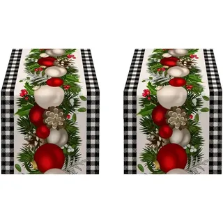 Weihnachtliche Tischläufer Schwarz Weiß Kariert Zur