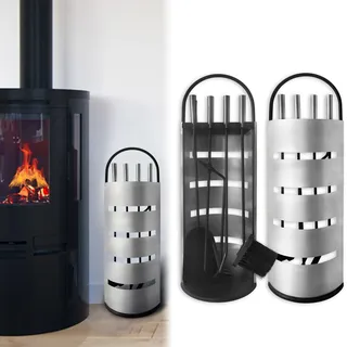 MAYTIIMO Kaminbesteck Kaminzubehör Set 5-teiliges Silber Edelstahl Kamin Besteck Modern Kamingarnitur Kaminreinigungsset