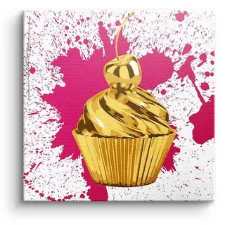 DOTCOMCANVAS® Leinwandbild Cupcake Splash, Leinwandbild Cupcake Splash Kuchen Pop Art quadratisch square