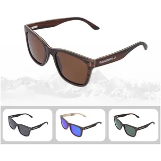 Gamswild Sonnenbrille UV400 GAMSSTYLE Holzbrille polarisierte Gläser Damen Herren Unisex, Modell WM0011 in braun, grau, blau & G15 braun