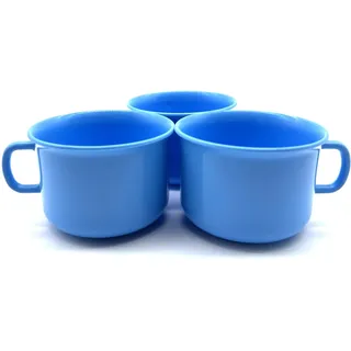 3 Stück Tasse 150 ml Kaffeetasse Picknicktasse Kindertasse, aus Plastik/Kunststoff, Mehrweg, Farbe hellblau