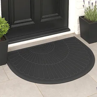 Decorator HOME Fußmatte Halbrund Tivoli 60x90 cm für Innen und Außen – Schwarz, rutschfest, Modernes 3D-Design Schmutzfangmatte - Türmatte haustür leicht zu reinigen