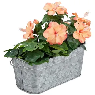 relaxdays Blumenkasten Metall, Zink silberfarben