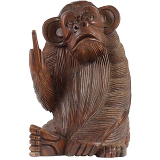 Oriental Galerie Frecher Affe aus Holz Geschenk für den/die Ex Stinkefinger Mittelfinger Deko 15 cm
