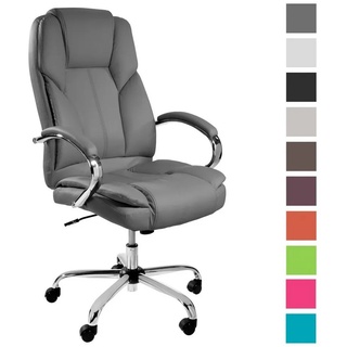 TPFLiving Chefsessel Dallas mit abgebremsten Rollen (XXL Bürostuhl ergonomisch gepolsterter Schreibtischstuhl), Drehstuhl aus Kunstleder, Belastbarkeit bis 215kg - Grau grau
