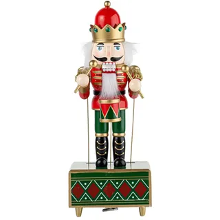 MUCKLILY Holz Nussknacker Soldat Mit Spieluhr Funktion Traditionelle Weihnachtsdeko Bastelarbeit Mechanischer Nussknacker Ornament Für Tischaufsteller