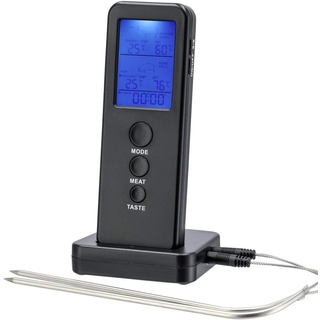 Xavax Digitales Bratenthermometer mit Timer (Funk-Bratenthermometer, 18/8 Edelstahl) schwarz