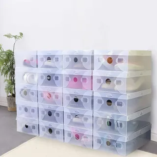 PBTERDTF Schuhboxen 20 Stück Schuhboxen Stapelbar Transparent Schuhorganizer PP Schuhbox mit Runde Belüftungslöchern für den Schrank Platzsparende Sneaker-Behälter (20 Stück-Runde 2)