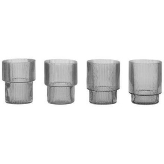ferm LIVING - Ripple Small Glasses Set of 4 Smoked Grey