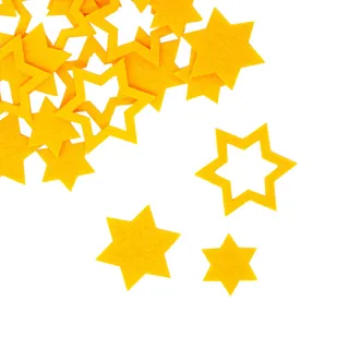 Oblique Unique® 24 Filz Sterne Weihnachtsdeko Tischdeko Weihnachten Deko 3 Motive - Farbe wählbar (Gelb)