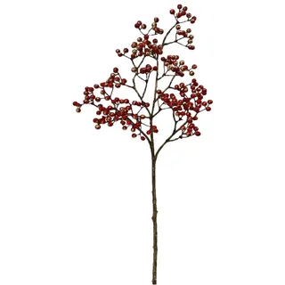 2474U Kunstzweig Blumenpick Rote Beeren mit Goldfinish ca. 76 cm Naturgetreu