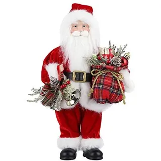Uten Weihnachtsmann Figur, 30,5cm /12“ Santa Claus Figuren animierte Weihnachtsstern stehend Santa mit Geschenk und Weihnachtsbaum für Tischplatte Figur Ornamente Weihnachtsfeier