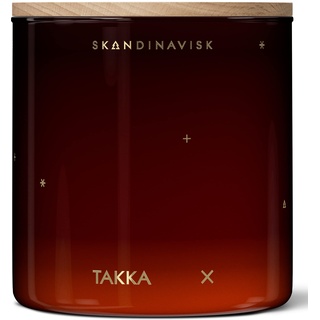 Skandinavisk TAKKA 'Feuerstelle' Duftkerze. Duftnoten: Gehackte Kiefer, Heurauch und rohe Wolle. 400 g