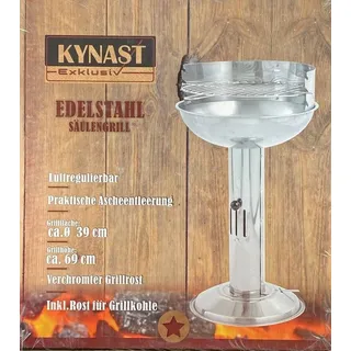Säulengrill Edelstahl 69 cm hoch Holzkohlegrill Holzkohle KYNAST Grill Rundgrill