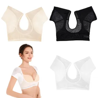 Wisebom 3 Stück Achselpads Schweißpads, Achsel Weste Damen Atmungsaktive Sweat-Shirts Damen Saugfähige Schweiß Pads Unterarm-Schweißweste Atmungsaktives, Schweiß Schutz Weste für Sport (M) - M
