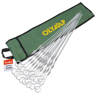 Olymp Edelstahl Grillspieße mit Holzgriff 10 Stück 50cm Schaschlikspieße Grill Spieße
