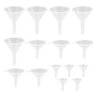 15 Stück Mini Kunststoff, Küchentrichter Plastik, Labortrichter, Parfümtrichter, Trichter Marmelade, Trichter Set für Öl, Kosmetik Proben