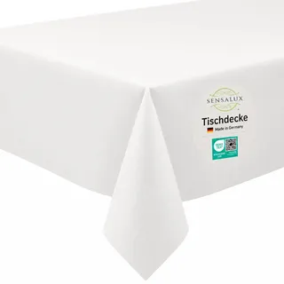 Sensalux Vlies Tischdecke 1 x 2,5 m, Weiß, abwaschbar | wasserabweisend, stoffähnliche Tischdecke, OEKO-TEX, Party Geburtstag Hochzeit Catering Event