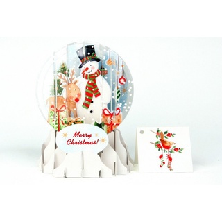 Pop Up 3D Weihnachten Schneekugel Grußkarte PopShot Schneemannn 9x13cm