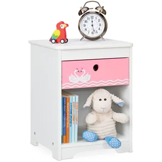 Relaxdays Nachttisch 41 x 32 x 31 cm Weiß/Rosa
