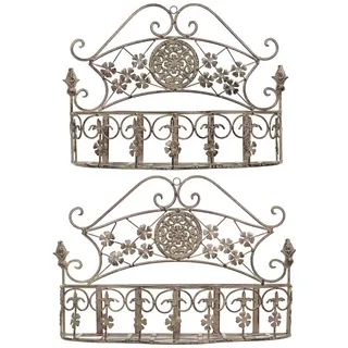 Moritz Blumentopf Wandkörbe Pflanzkörbe 2er Set rosé, Pflanzkorb Landhausstil Shabby Blumentopfhalter Gartendeko weiß