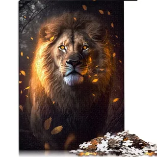 für Erwachsene 1000 Teile Puzzle Leuchtender Löwe Puzzles Papppuzzles Lernspiel Herausforderung Spielzeug (Größe 26x38cm)