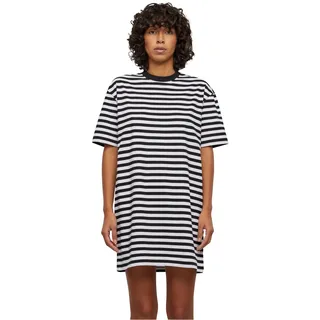 URBAN CLASSICS Shirtkleid Gestreift Schwarz/Weiß S
