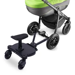 WOLEGM Buggy Board mit Sitz, Universal Kiddyboard Trittbrett Rollbrett 360° Zweirad Design Kinderwagen Zubehör - bis zu 55 Pfund für 3-7 Jahre Alte Kinder