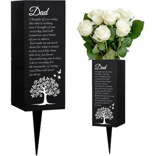 WEBEEDY Grabmal Vase Friedhofsvasen Mit Spike Grabblumenhalter Lebensbaum Muster Grabdekorationen Für Friedhof Hof Beileidsbekundungsgeschenk Für Die Trauerfeier Volkstrauertag 8x20cm,1PCS