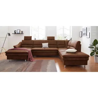 sit&more Wohnlandschaft SIT & MORE "Cardoso U-Form", braun (cognac), B:324cm H:90cm T:90cm, Luxus-Microfaser 1 (100% Polyester);Luxus-Microfaser 2 (100% Polyester);Luxus-Microfaser ALTARA NUBUCK (100% Polyester), Sofas, Wohnlandschaft, mit Federkern und 