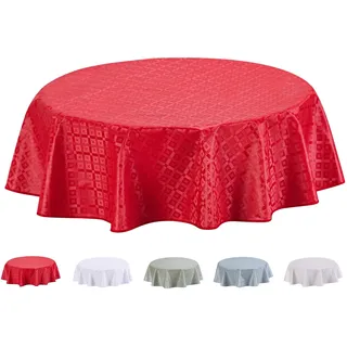 Home Direct Wachstuch Tischdecke Abwaschbar Rund geprägt 155cm Rot