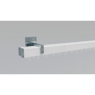 INDEKO Gardinenstange INDEKO "Bern", weiß (weiß, chromfarben), L:350cm, Aluminium, Gardinenstangen, Innenlauf Komplett-Set inkl. Gleitern und Montagematerial