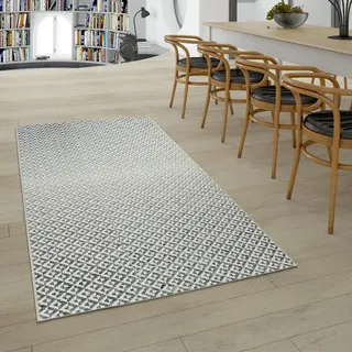 Paco Home - In- & Outdoor Flachgewebe Teppich Geometrisch Skandi Rauten Design In Grau 80x150 Cm