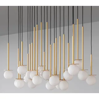 Hängeleuchte Cotton mit Opalglaskugel - 50 cm, Gold