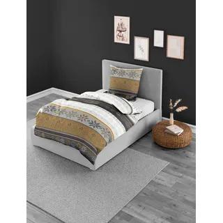 BIERBAUM 3751 Schneeflocken Baumwolle Gold 155 x 220 cm + 2 x 80 x 80 cm