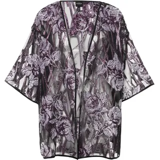 Ulla Popken Kimono lila / schwarz / transparent 5XL-6XL