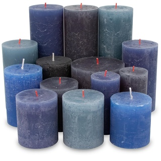5 kg Rustik Stumpenkerzen und Polar Stumpenkerzen durchgefärbt Mixpaket Kerzen Mix Polar Rustic gemischt nach Farben | Qualitätskerzen Kerzenpaket | 1. Wahl (Blau)