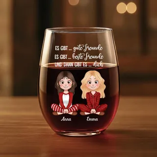Geschenke Mall Personalisiertes Weinglas Ohne Stiel - Für Eine Gute Freundin Sprüche - Weingläser Mit Gravur, Geburtstagsgeschenk Für Beste Freundin, Weinglas Personalisiert, Personalisiertes Weinglas