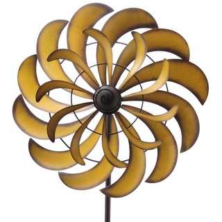 PassionMade Deko-Windrad XL Windspiel Sonne Spirale Gartendeko Metall Groß Deko Dekostab 1232 (1 St., 1 Windrad), Rankstab Gartenstecker Sonnendeko goldfarben