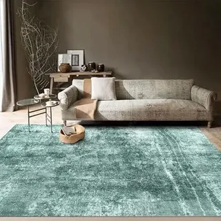 Quadratischer Teppich, 160 x 160 cm, waschbar, rutschfest, Dicker Teppich für Eingang, Dachboden, Balkon, Heimdekoration, modernes abstraktes Grün