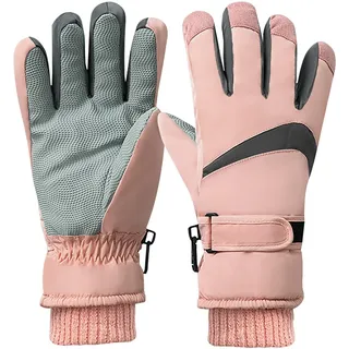 Feelorna Damen Winter Ski Handschuhe, Winddicht Thermische Touchscreen Handschuhe wasserdichte Surface&Fleece gefütterte Winter Warme Handschuhe für Skifahren Radfahren Outdoor Sport