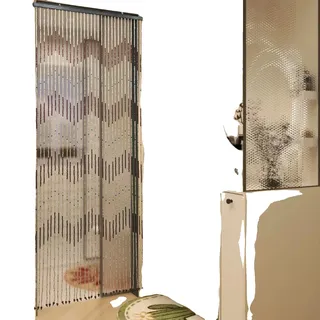 Türvorhang Aus Holzperlen, Braun-beige, 31 Stränge