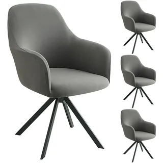 GDWD Stuhlbezug mit Armlehne, Stretch Stuhlhussen, Universal Abnehmbare Schonbezug, Hussen für Stühle, Waschbar Stuhlüberzug für Esszimmer, Küche, Wohnzimmer, Büro, Hochzeit Deko (Dunkelgrau 4er Set)