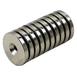 Böttcher-AG Magnete N35, silber, Neodym Magnet, Ø 27 mm, Höhe 4 mm, Scheibe gelocht, 10 Stück