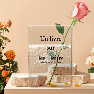 CHEVVY Transparente Vase Für Blumen 20 * 15CM Klare Buchvase Tulpenvase mit Abnehmbaren Reinigungsbürsten Book Vase für Blumenarrangements (Blumen Nicht inbegriffen)
