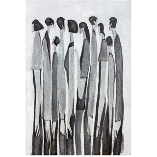 GILDE Bild Gemälde XL Melancholia - Wandbild Leinwand auf Keilrahmen - handgemalt 60 x 92 cm Hochformat - Farbe: schwarz weiß