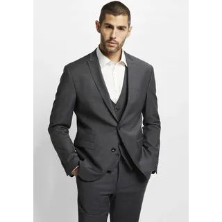 Anzug CINQUE "CICASTELLO", Herren, Gr. 56, N-Gr, grau (anthrazit), Web, Obermaterial: 53% Polyester, 43% Schurwolle, 4% Elasthan, unifarben, modisch, Basic, Anzüge, mit Powerstretch, Topseller