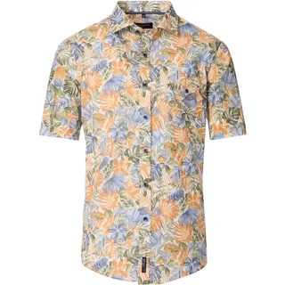Kurzarmhemd CASAMODA "CASAMODA Freizeithemd Kurzarm Print", Herren, Gr. XXL, Normalgrößen, orange, 100% Baumwolle, bedruckt, lässig geschnitten, Hemden